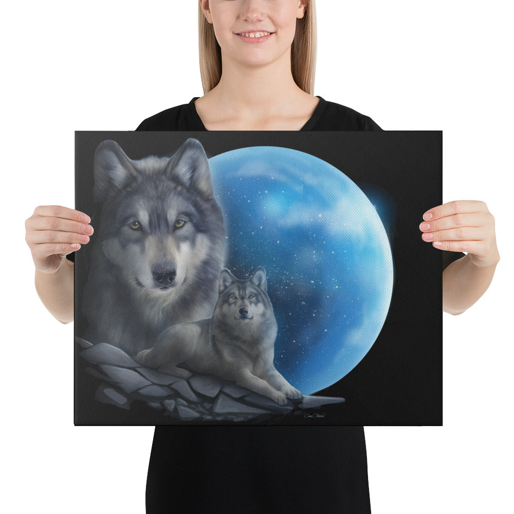Fine Art Canvas Print - Nightlife Wolf Moon Portrait - Came Anderson