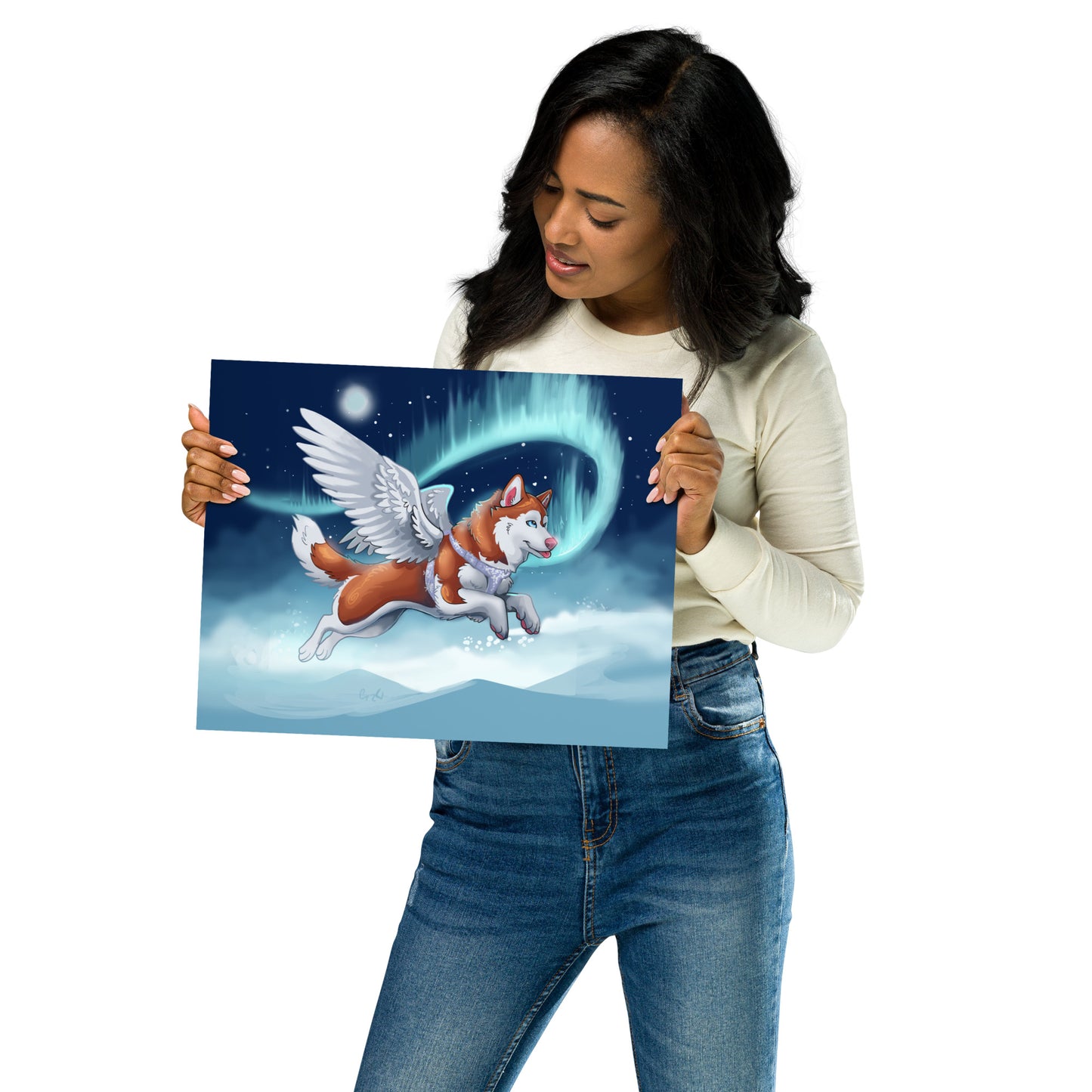 Silver Harness Husky Memorial Wall Art Poster || Cameo Anderson