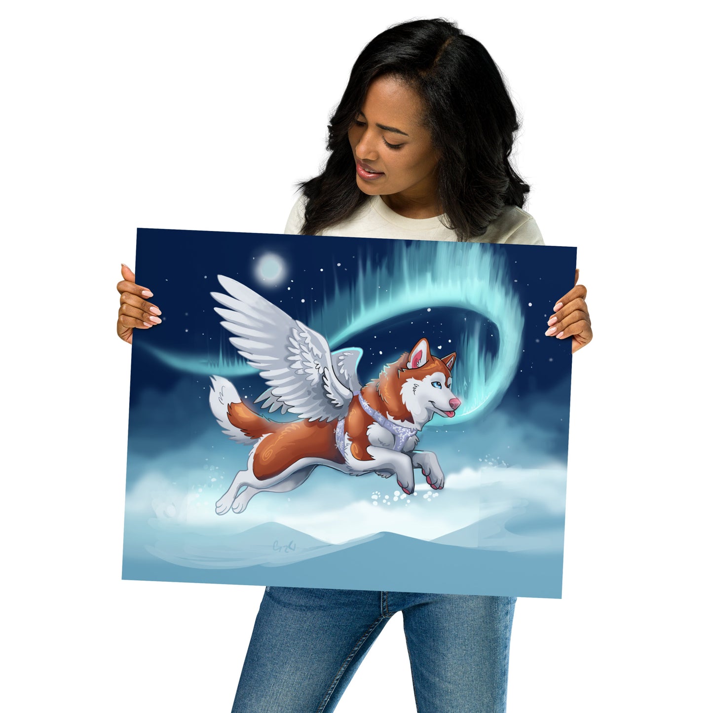Silver Harness Husky Memorial Wall Art Poster || Cameo Anderson