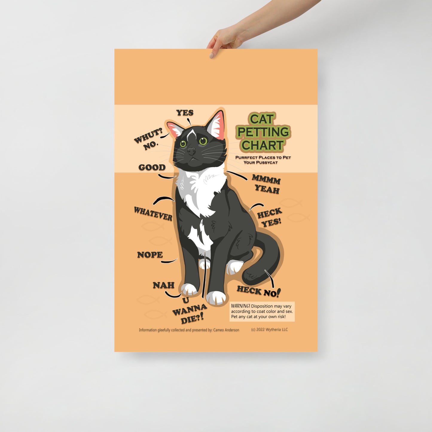 Funny Cat Petting Chart Meme Breed Poster - Cameo Anderson