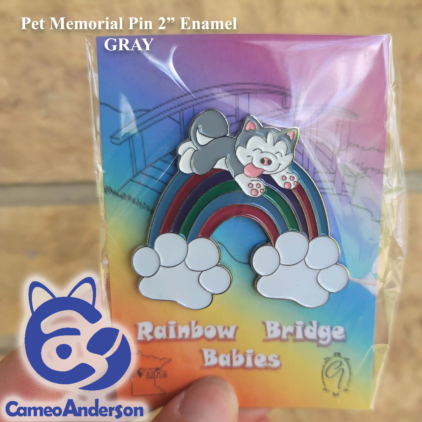 Rainbow Bridge Babies - Collectible Wearable Pet Memorial Pins || Cameo Anderson & Pine Ridge Siberians