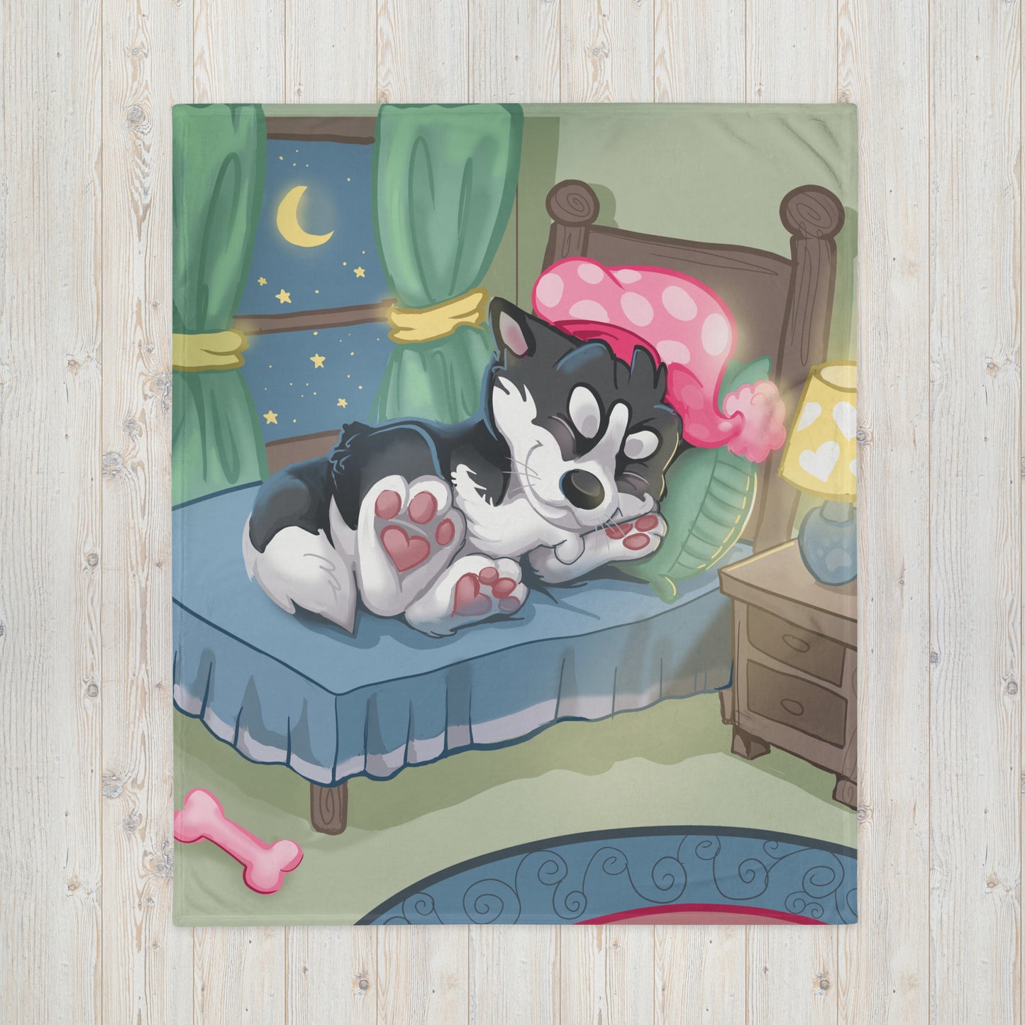 Eat Sleep Sass Baby Siberian Husky Kids Throw Blanket || Cameo Anderson