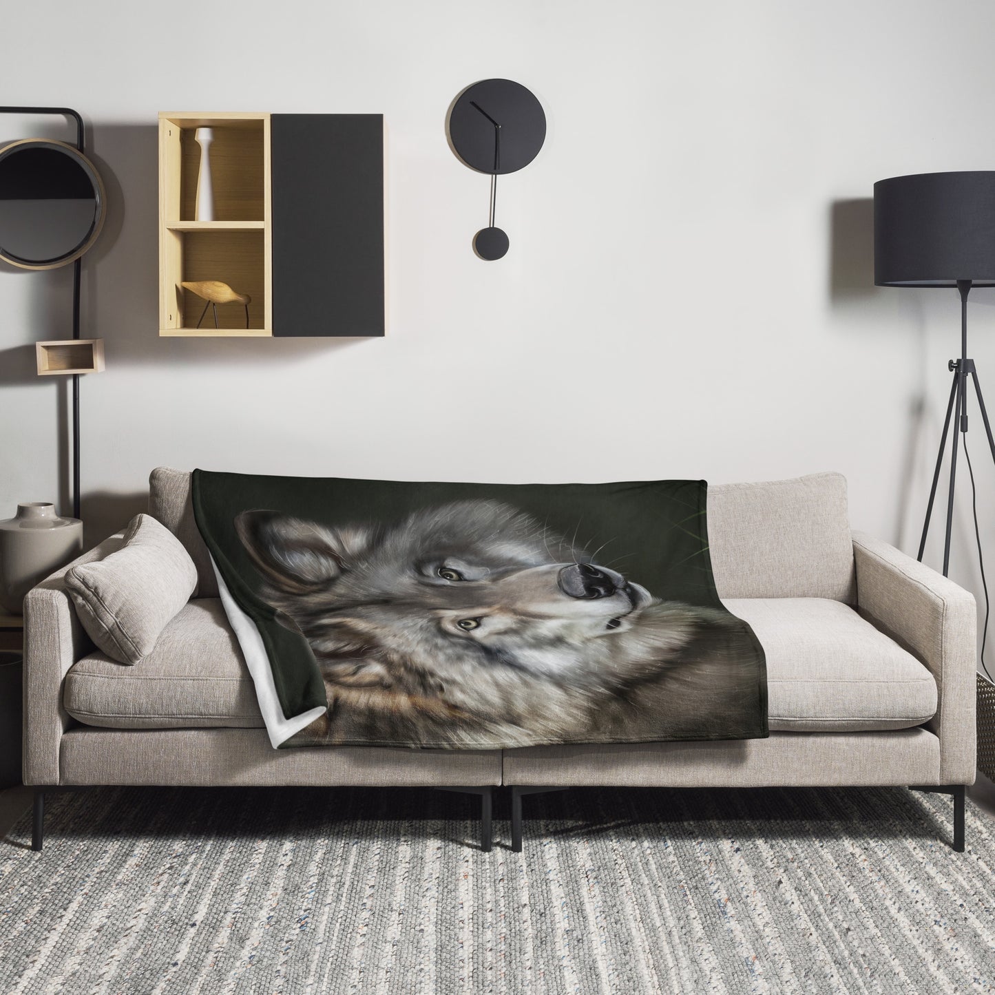 Michigan Wolf Painting Throw Blanket by Cameo Anderson