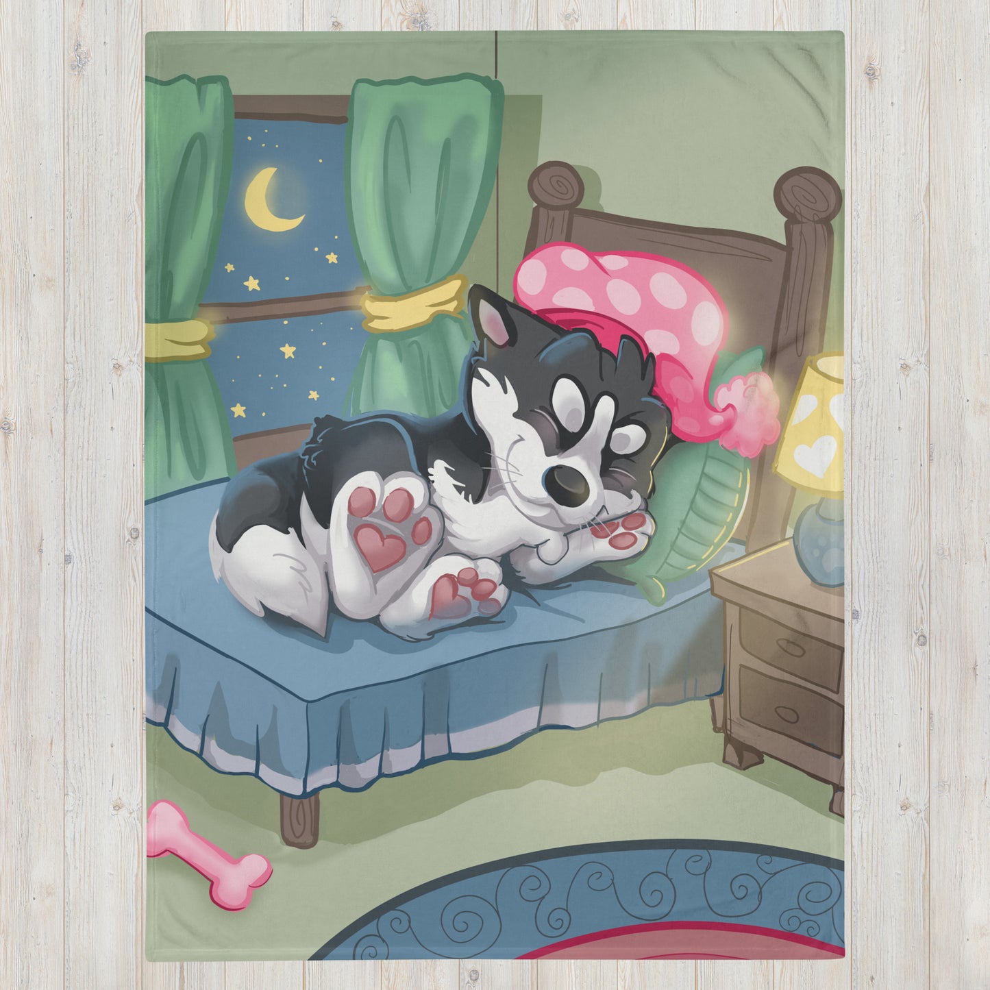 Eat Sleep Sass Baby Siberian Husky Kids Throw Blanket || Cameo Anderson