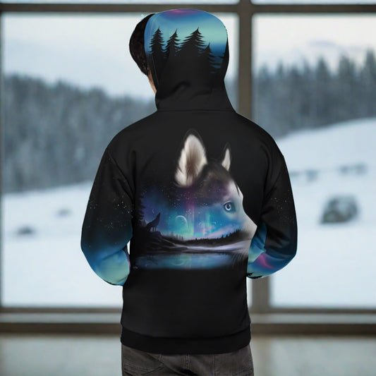 Northern Lights Snow Dog Hoodie || Cameo Anderson