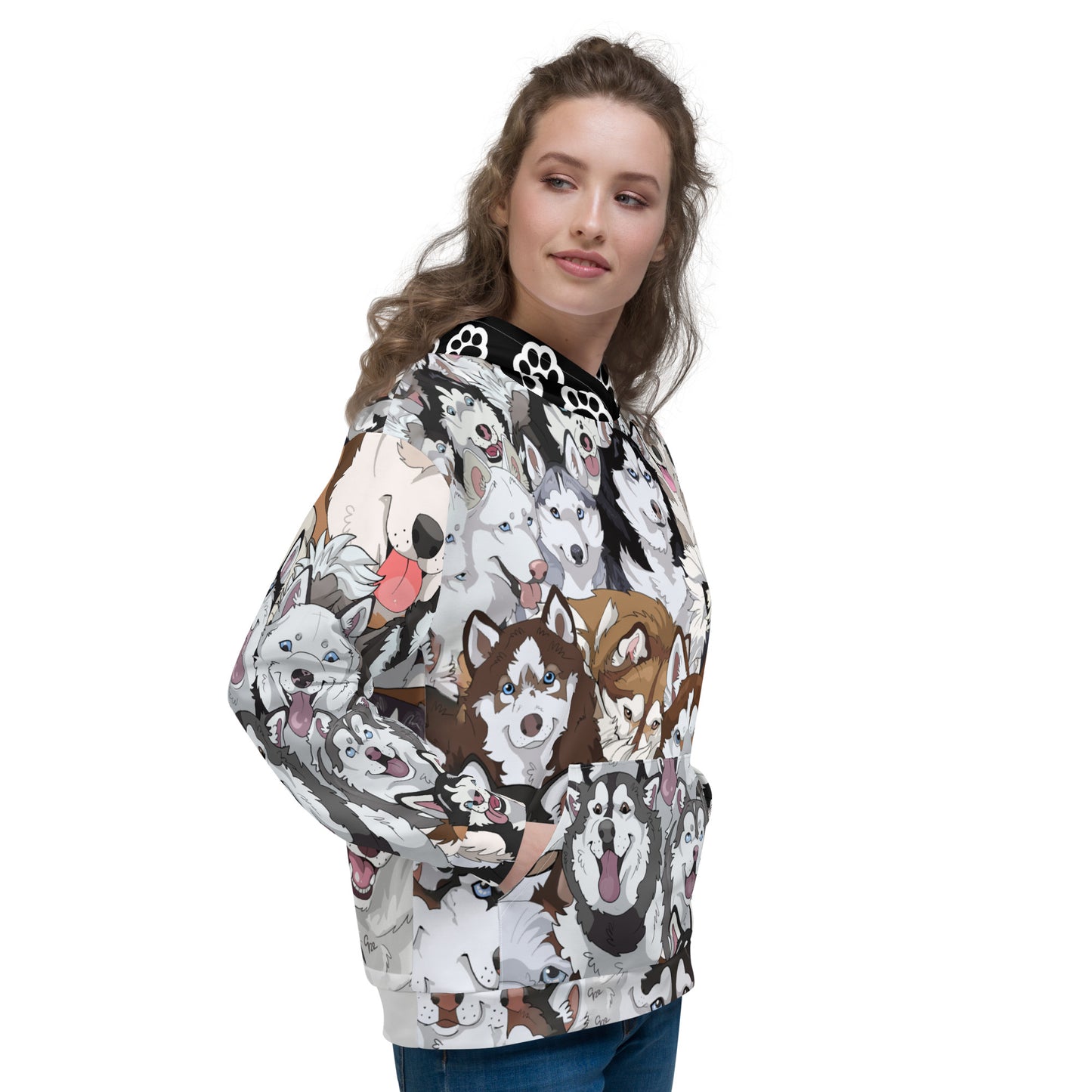 Cartoon Snow Dogs hoodie with pocket || Cameo Anderson