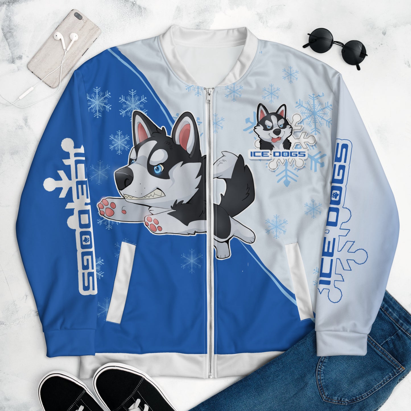 Ice Dogs - 90s cartoon style - Unisex Bomber Jacket || Cameo Anderson