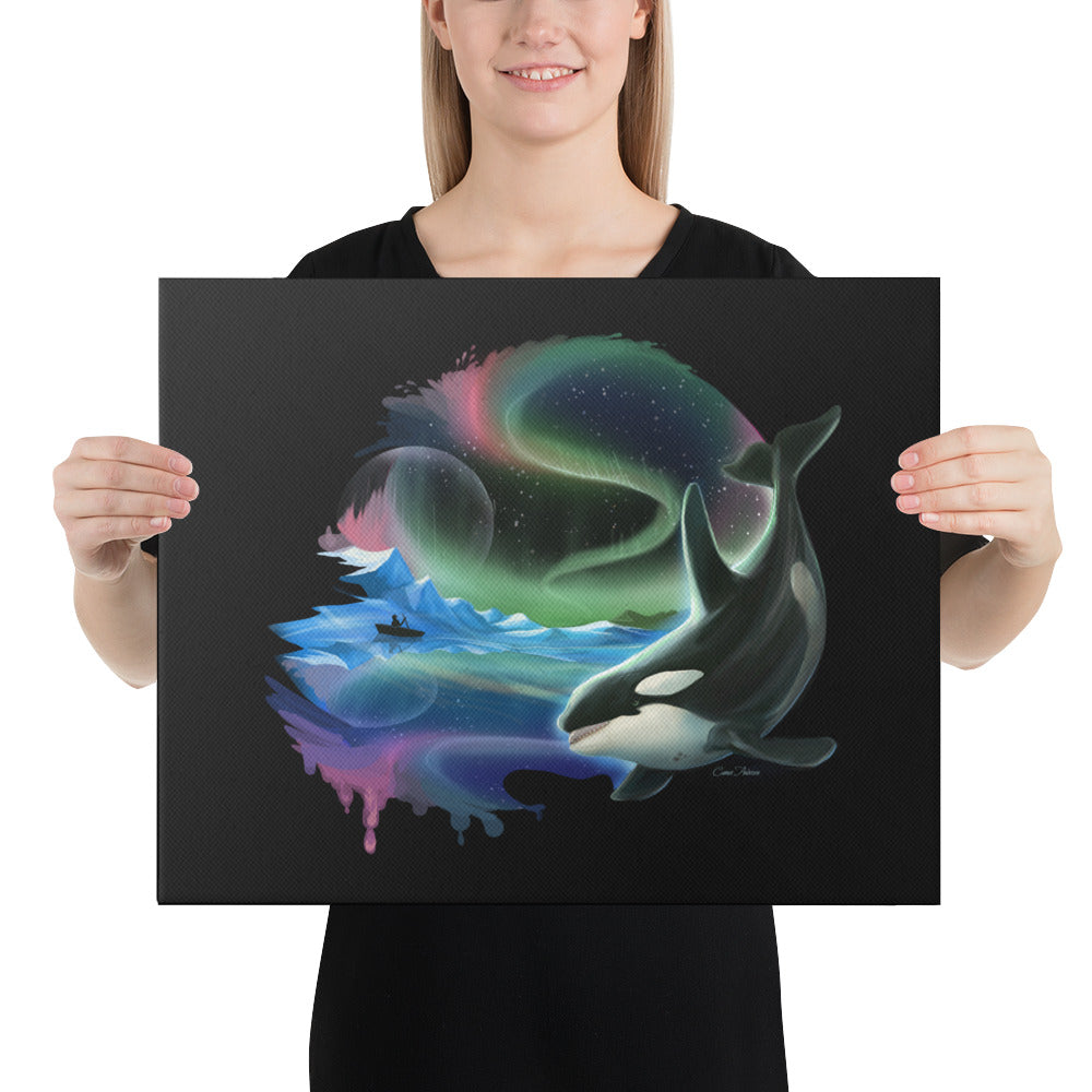 Fine Art Canvas Print - Arctic Circle Orca Painting - By Cameo Anderson