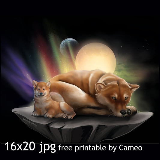 Shiba Inu In Space - Breed Portrait Painting - Cameo Anderson