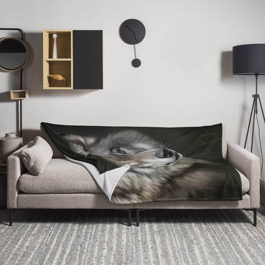 Michigan Wolf Painting Throw Blanket by Cameo Anderson